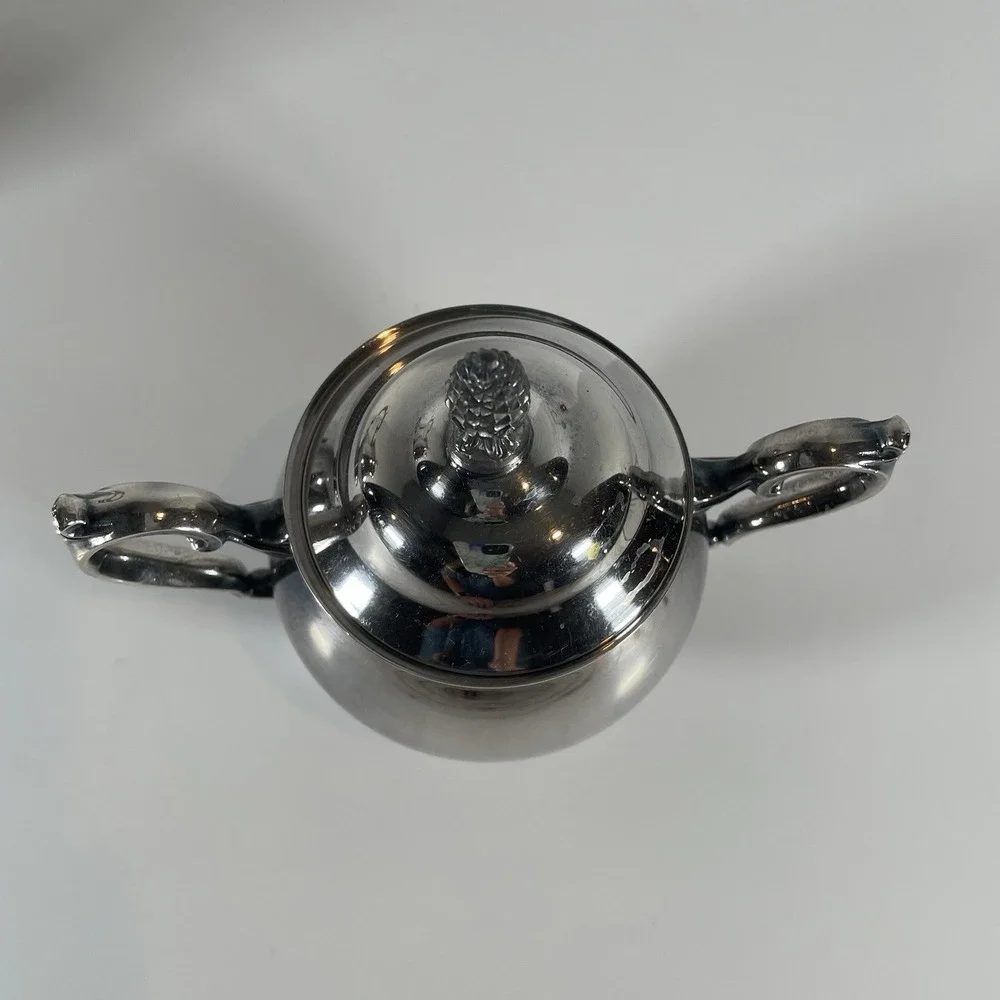 Newburyport Silver Plated Tea‎ Set Teapot with Handle Insulators and Sugar Bowl